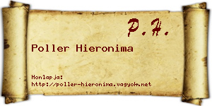 Poller Hieronima névjegykártya